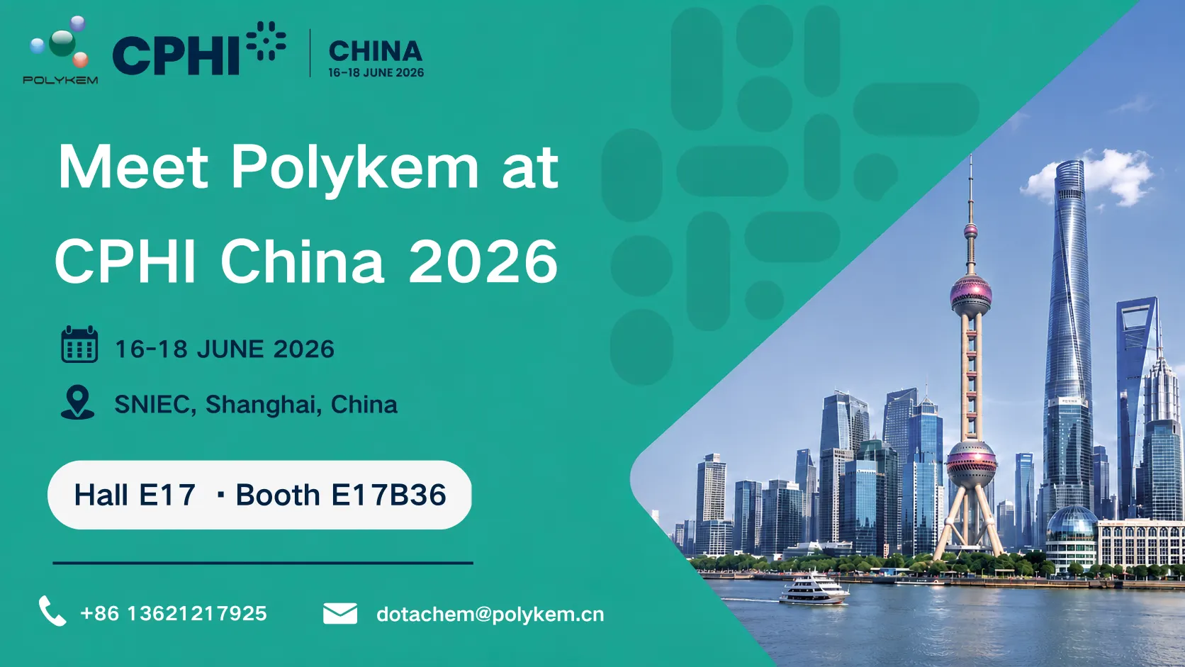 Polykem CPHI & PMEC Çin 2026'da Sergilenecek